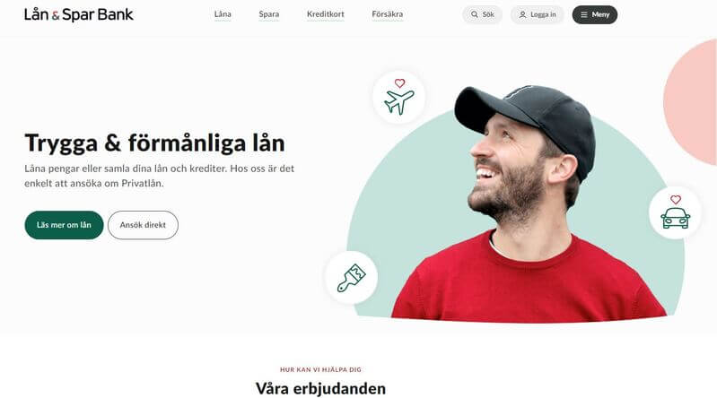 Lån & Spar Bank hemsida