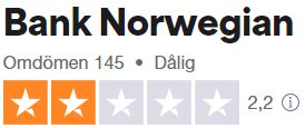 Bank norwegian betyg hos Trustpilot